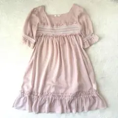 L’EST ROSE レストローズ シャーリング シアーワンピース フリル　M