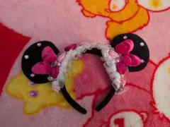 ディズニー　ミニーちゃん　ミニー　バラ　レース　リボン　フリル　カチューシャ