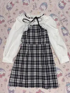 Avail アベイル 裏地有 フリル付きチェック柄ミニワンピース