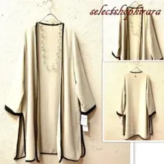 2026新作☆シボジョーゼット生地☆パイピングロングカーディガン☆M-L