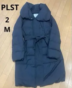 PLST　ビッグショール　ロングダウンコート　ベルト付き　ブラック　M