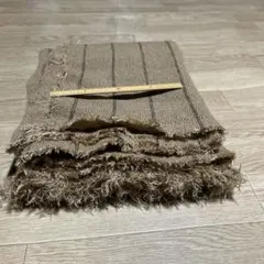 221昭和レトロ　伸縮性　ブラウン ストライプ生地 約65cm×310cm