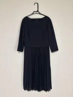 組曲 ジャージー コンビ プリーツワンピース七分袖 ネイビー