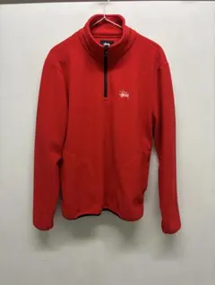 STUSSYストックロゴ フリース プルオーバー　ハーフジップ