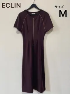 ECLIN ダークパープル ウエストタック半袖ワンピース M 春夏秋のサムネイル