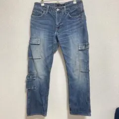 ジョンブル　デニム　カーゴパンツ　ポケットたくさん　股上浅めのサムネイル