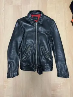 nano・universe ブラック レザー ライダースジャケット