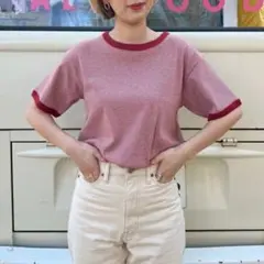 coen 赤白ストライプ 半袖Tシャツ Mサイズ