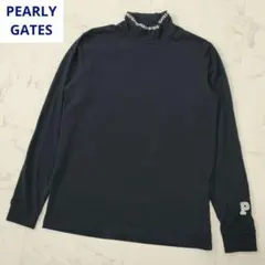 パーリーゲイツ　モックネック　長袖シャツ　ストレッチ　ロゴ　ブラック　サイズ5
