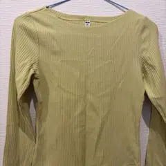 UNIQLO リブ素材 長袖Tシャツ S ライトグリーン