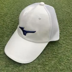 MIZUNO キャップ FREEサイズ　56〜60cm 白　ネイビーのサムネイル