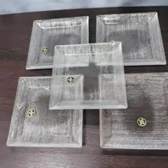 ✭未使用✭HOYA クリスタル 角皿 檜 5客