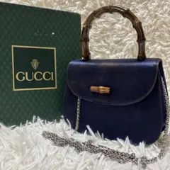 グッチ バンブー・サテン トップハンドル 2WAYショルダーバッグ　ヴィンテージ