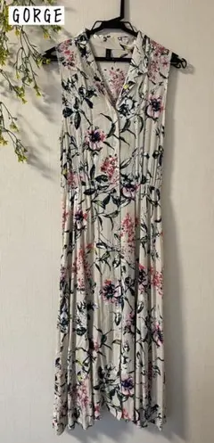 GORGE ゴージ ノースリーブ ロング ワンピース 花柄 襟付き　ウエストゴムのサムネイル