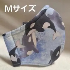 6層仕立てM　裏側3層ハニカムメッシュ　飛沫防止　花粉症　シャチ　洗えるマスク