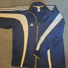 フォロー割あり　adidas ネイビー/ホワイト ジャージ Oサイズ