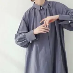 ナチュラルクチュール シャツワンピース グレー