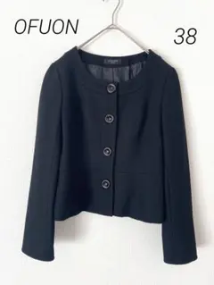 OFUON ノーカラージャケット　ブラック　黒　38のサムネイル