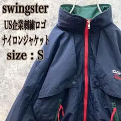 IJ260 US古着スィングスター米国企業刺繍ロゴナイロンジャケットブルゾン人気