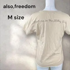 also,freedom 半袖英文字バックプリントTシャツ　Mサイズ　a671