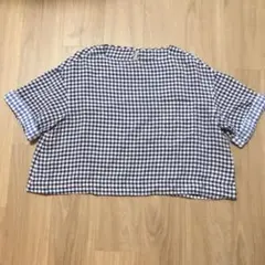 リネンブラウス トップス ギンガムチェック