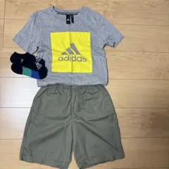adidas Tシャツと靴下、GUショートパンツセット 150cm