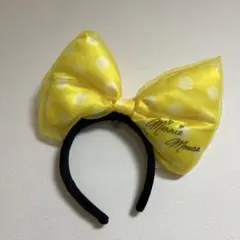 ディズニー　カチューシャ　ミニー　水玉　黄色　イエロー　ミニーマウス