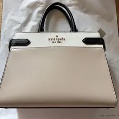 ケイトスペード ハンドバッグ バイカラー ホワイト ベージュ ブラック 美品