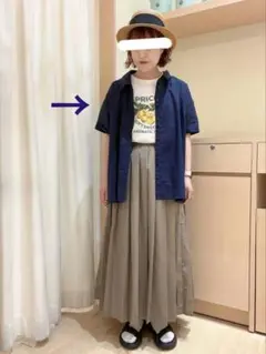 Samansa Mos2 二つ並びボタンシャツ　半袖シャツ ネイビーのサムネイル