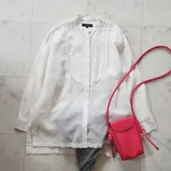 【最終価格】美品 アンタイトル 麻混 長袖シャツ オフホワイト シアー ゆったりのサムネイル