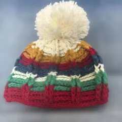 カラフル ポンポン付き ニット帽
