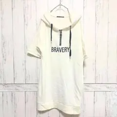 INGNI 半袖パーカーワンピース ロゴ Mサイズ フード付き ホワイト イング