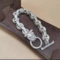 ひ*り様 シルバー925 犬の頭部チャーム ブレスレット*3