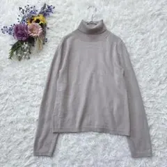 美品＊AMPHORA 　タートルネックニット　長袖セーター　グレージュ　シンプル