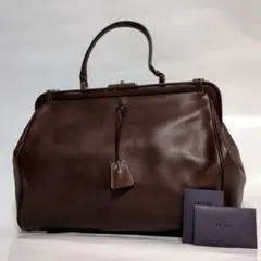✨PRADA✨ハンドバッグ がま口 鍵付き レザー ブラウン