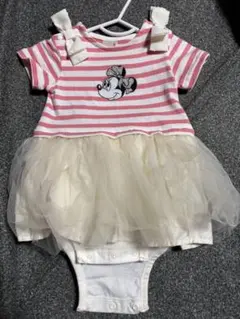 ミニーマウス ストライプロンパース 80