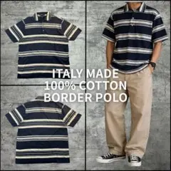 HATHAWAY イタリア製 ボーダーポロシャツ 半袖 コットン100% Lのサムネイル