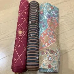 ３種類 着物生地セット 花柄 ストライプ