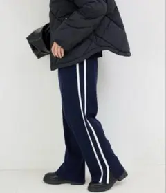 2024AW 美品　スローブイエナ サイドライン ミラノリブパンツ ネイビー