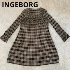 INGEBORG インゲボルグ ワンピース ピコフリル チェック 美品