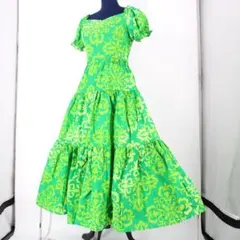 美品 日本製 フラダンス衣装】グリーン Paondor ワンピース ドレス 緑