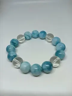 142天然石ラリマー　水晶　パワーストーンブレスレット