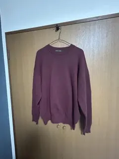 バーガンディ 長袖ニットセーター