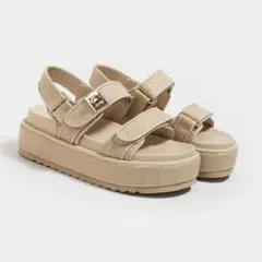 厚底ラフィアサンダル ベージュ　37のサムネイル