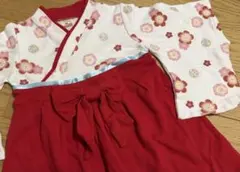 【新品】80サイズ　袴風花柄ロンパース　ベビー　お祝い　七五三　お正月　ひな祭り