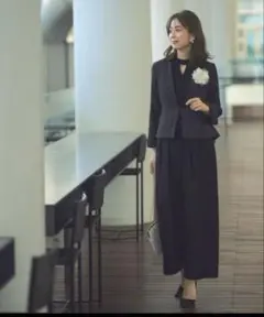 ルイルエ　ノーカラージャケット＆オールインワンスーツ2点セットアップパンツ