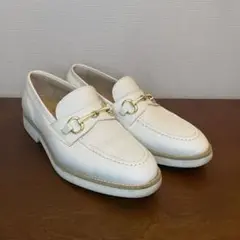 未使用ルカグロッシ　ホワイトレザーローファー　36.5/23.5cm LucaGrossi(ルカ グロッシ)｜厚底コインローファー/ホワイト の