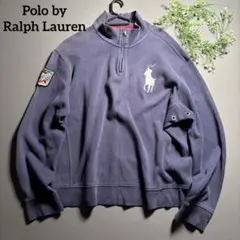 【鬼フェード✨】ラルフローレン ビッグポニー ハーフジップ ナス紺 XL