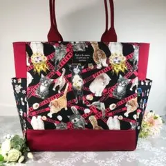 サイドポケット付きトートバッグ【虹猫本舗】