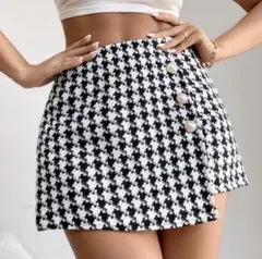 千鳥柄ミニスカートズボン